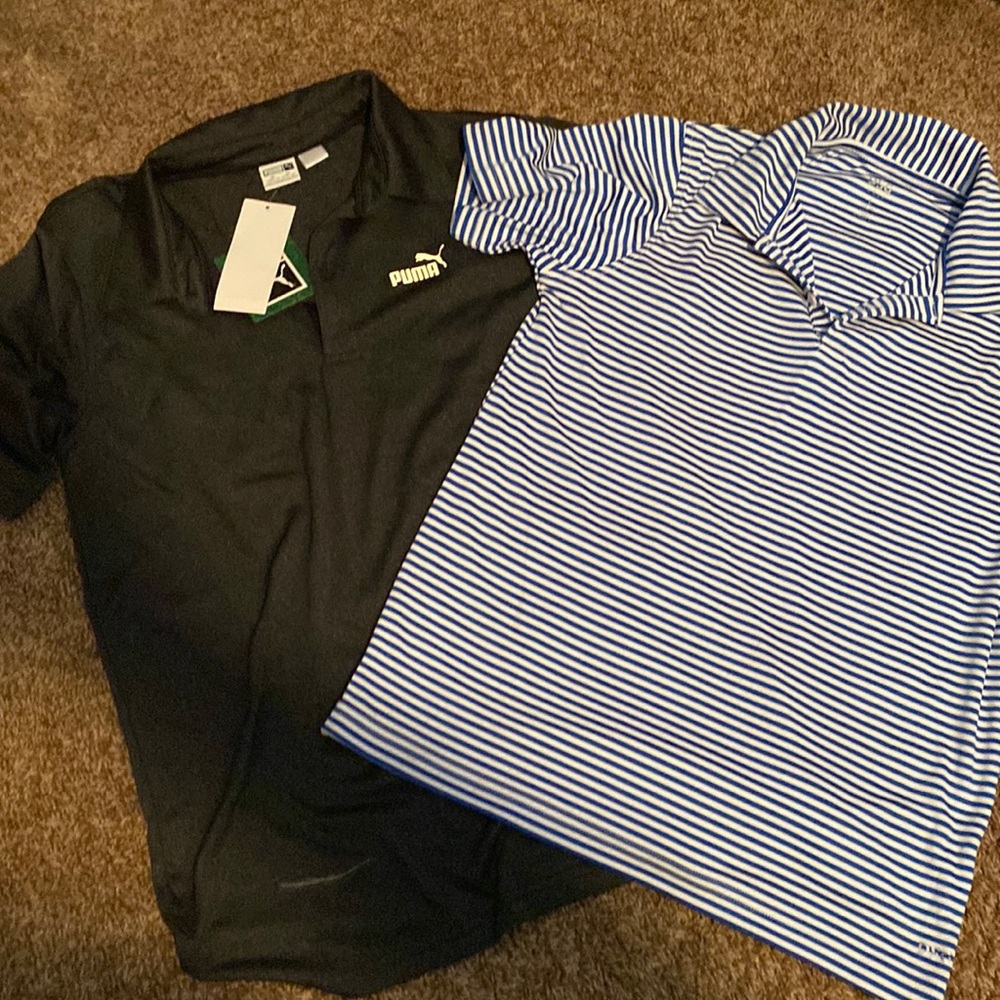 2 boys golf shirts- one with tags, one barely worn